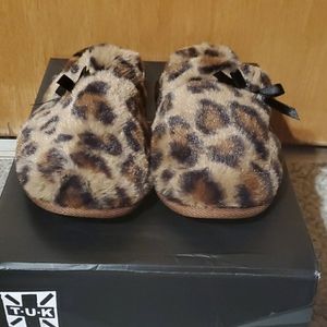 T.U.K Brown Leopard Print Bow Slippers